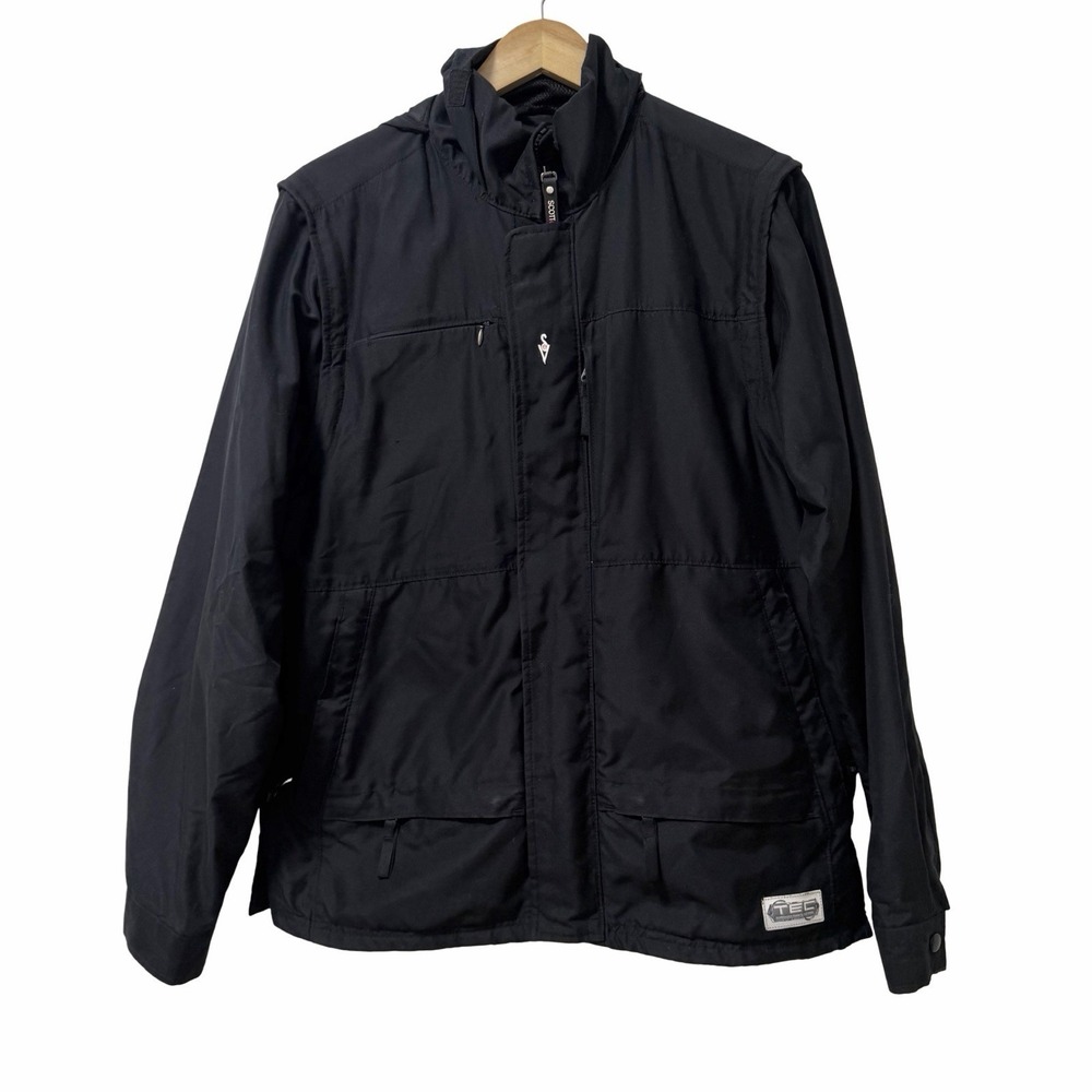 Vintage SCOTTeVEST MensConvertible Jacket Vest Size M Full Zip Black Tec Pockets